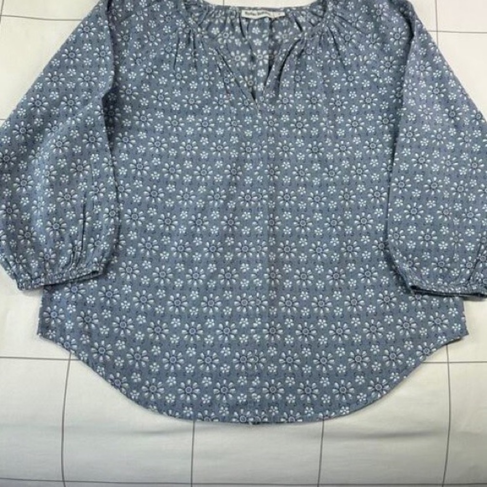 Roller Rabbit Blue Floral Peasant Blouse